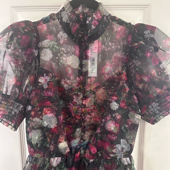 🖤🌸 ALICE + OLIVIA AFTER MIDNIGHT FLORAL SHEER DRESS SIZE 0 NWT 🌸🖤 $595 - Picture 8 of 14